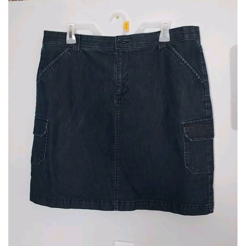 Riders by Lee Denim Blue Jean Skirt Women's Size 16 M Cargo Pockets Stretch
